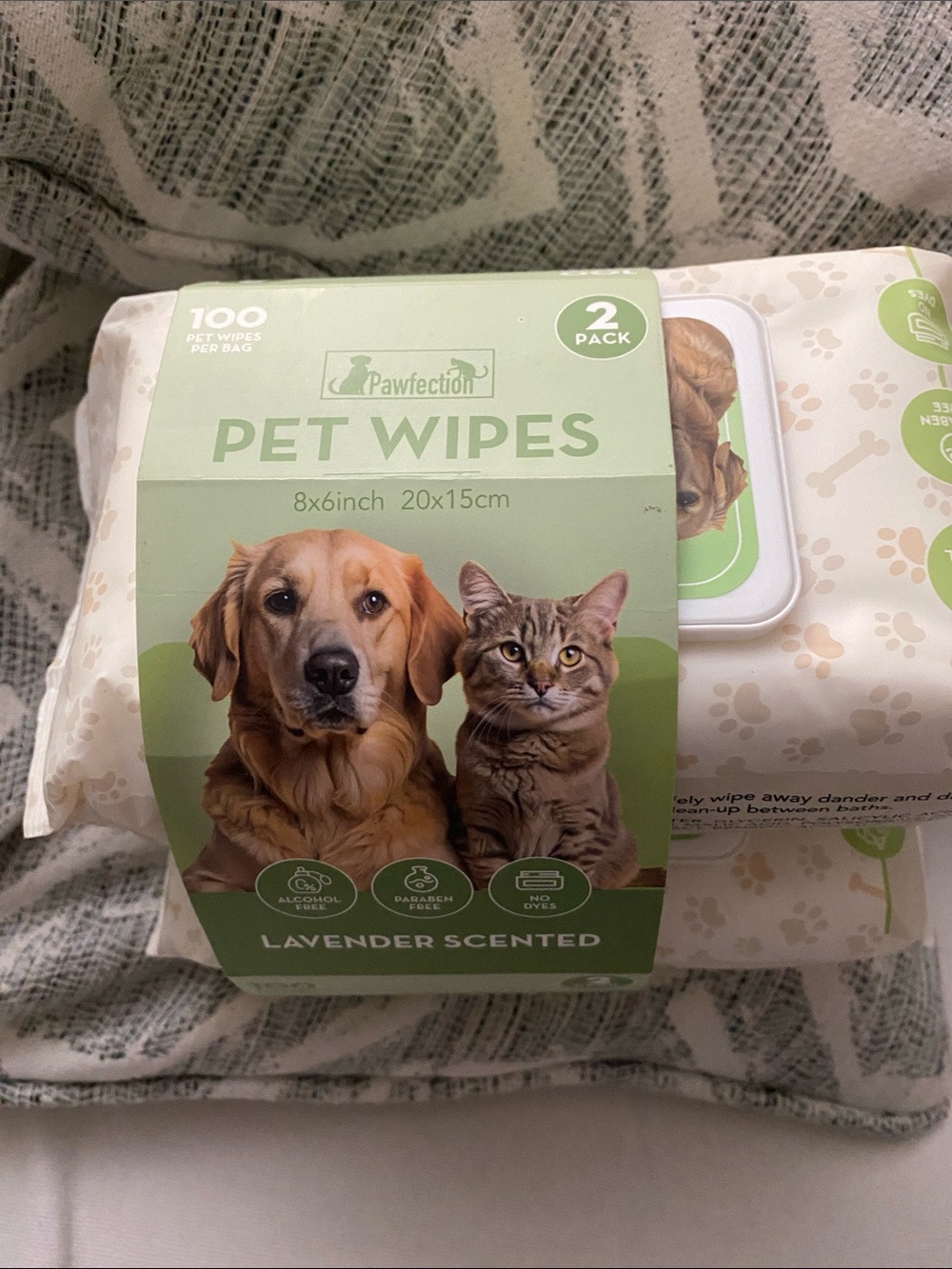 Pawfection Pet Wipes - Lavender Scented (2 Pack)